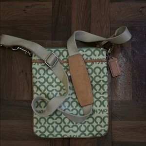 Coach Green and Tan Men's Messenger Bag